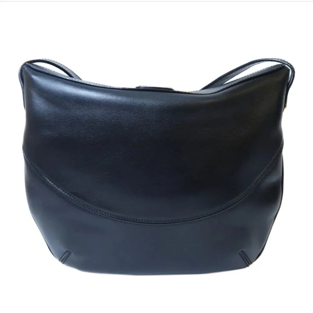 Auth Vintage Gucci Navy Blue Leather Suede Shoulder Bag Preloved Purse Old Gucci - Picture 7 of 14